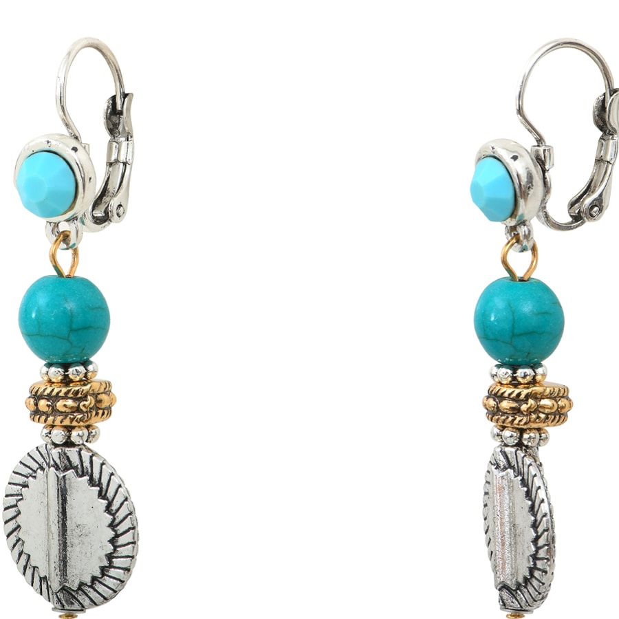 Boucles d'oreilles L'essence du cœur - Métal doré, argenté &  turquoise