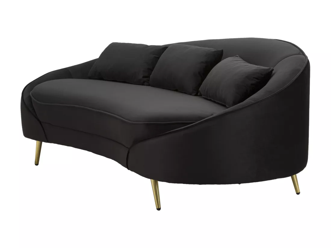 CANAPÉ 3 PLACES OSLO AVEC COUSSINS NOIR CM 185X84X68