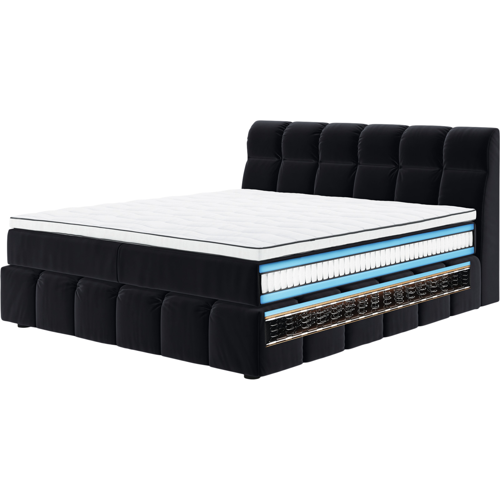 Boxspringbett Downtown Stoff Velvet schwarz 180 x 200 cm