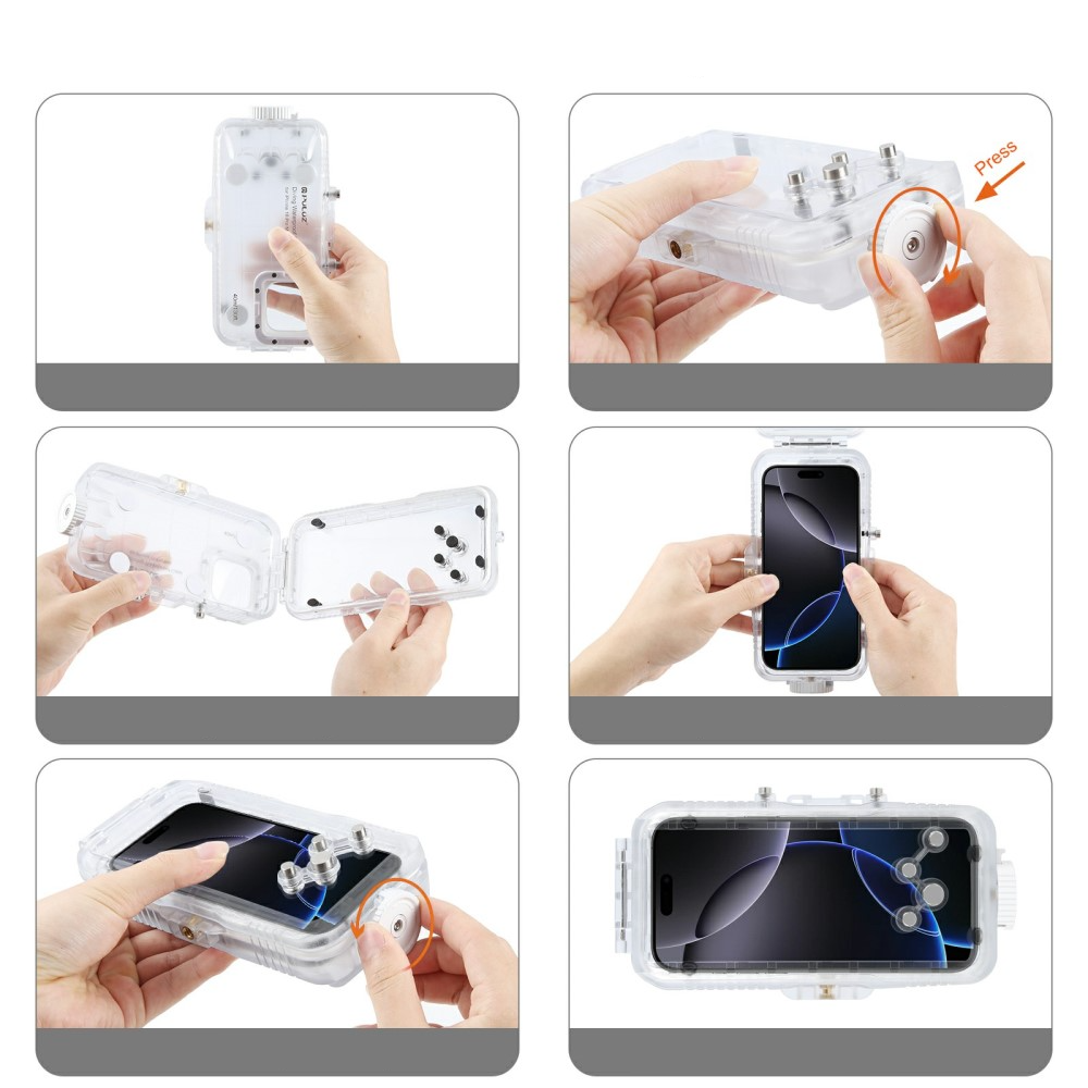 iPhone 16 Pro Max Unterwasser Case Hülle Taucher Schutzgehäuse (IPX8) - Weiss