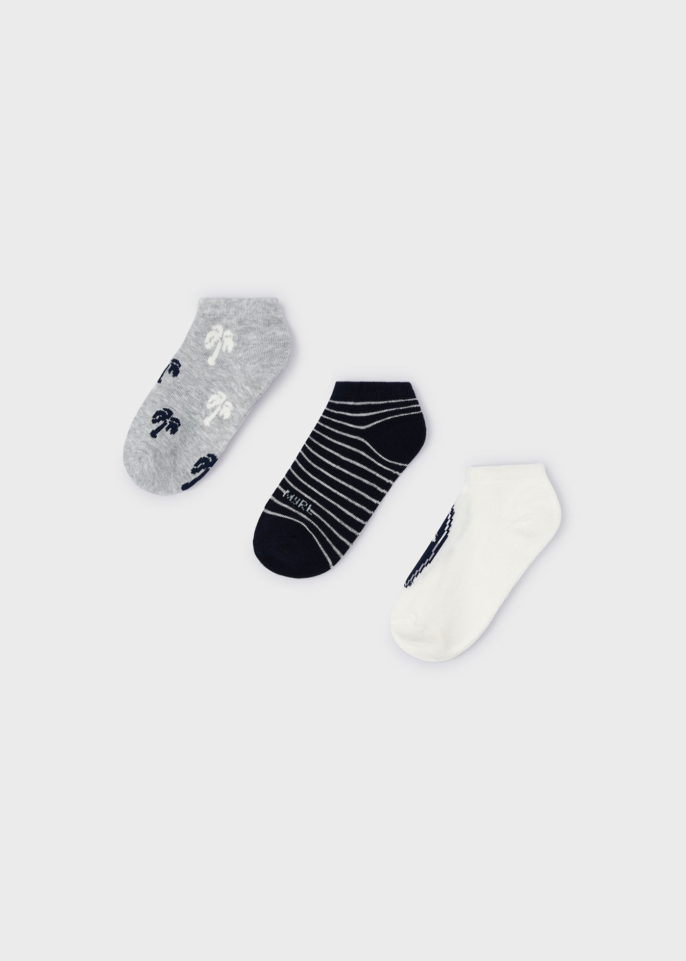 Conjunto de 3 meias curtas de algodão orgânico para meninos, estampa melancia.