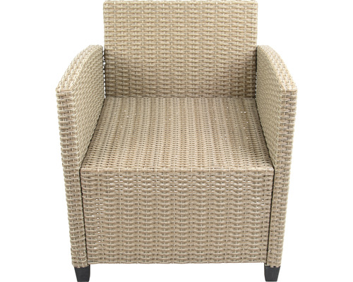 Tuinmeubelset, loungeset, 4-zits, bestaande uit: bank, 2 fauteuils, tafel, inclusief kussens, polyrotan, staal, beige