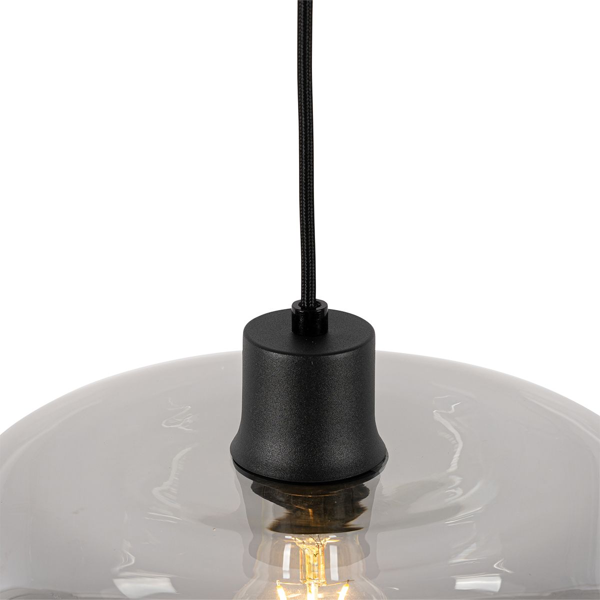 Art deco hanglamp zwart met smoke glas - Bizle