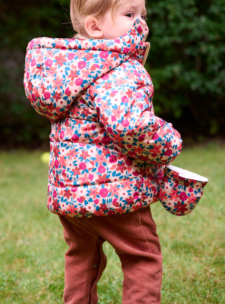 Doudoune beige à imprimé fleuri bébé fille