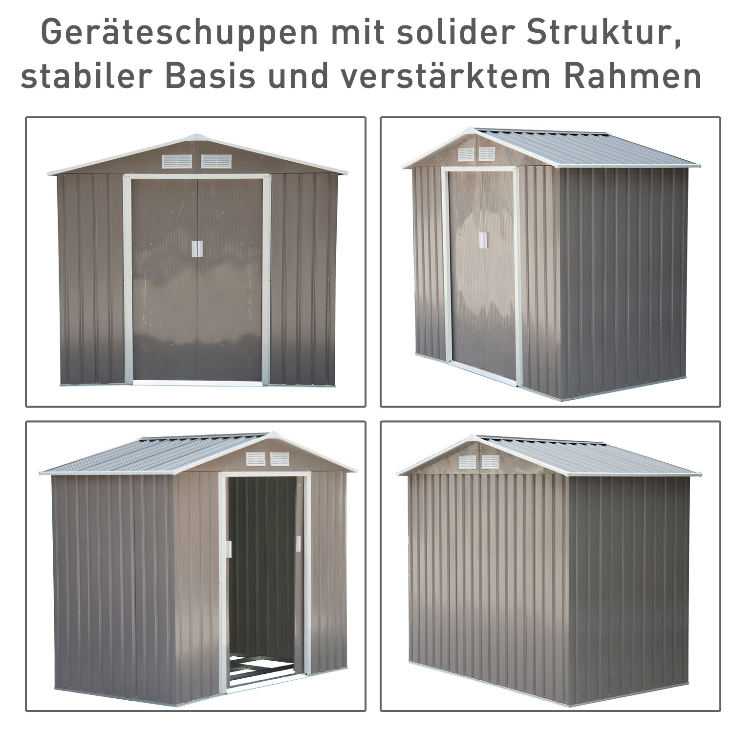 Outsunny Gartenschuppen mit Schiebetüren und Fenster 213 x 127 x 185 cm (LxBxH)
