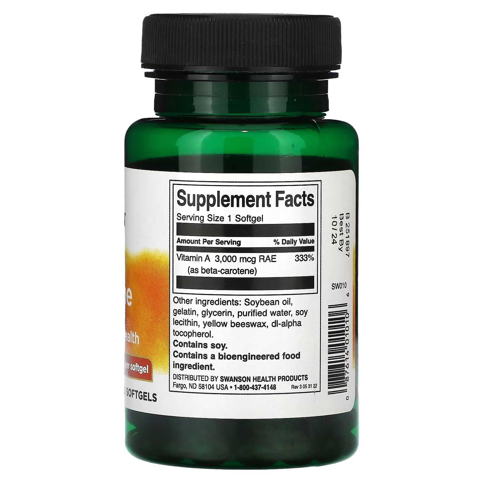 Swanson Beta Caroteno 250 softgels