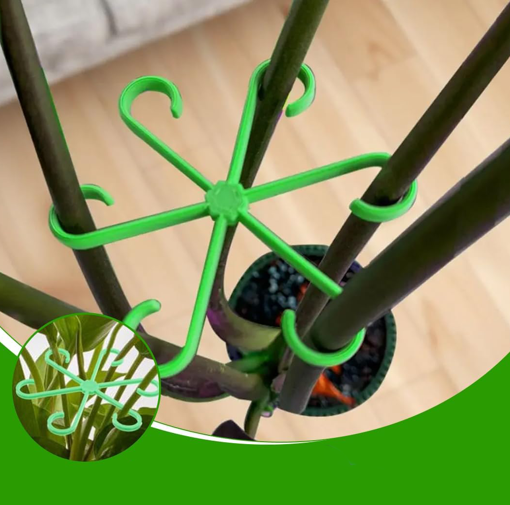 (4er Set) Garten Pflanzenklammern Staudenhalter Pflanzenclips Blumen Rankhilfe - Grün