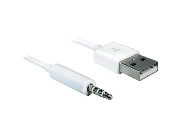 Delock - Lade-/datakabel - USB hann til mini-phone stereo 3.5 mm hann - 1 m - hvit - for Apple iPod shuffle (1G, 2G)