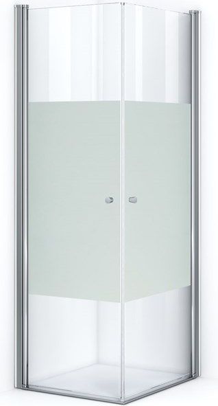 Zircon Comfort Douchecabine | 80x70 cm Chroom Helder met matte strook Draaideur Rechthoek