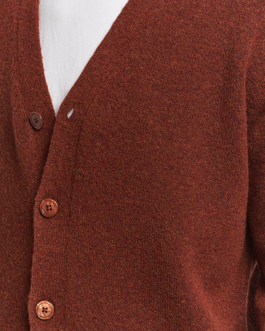 NN07 John Wool Knitted Cardigan Rust Red
