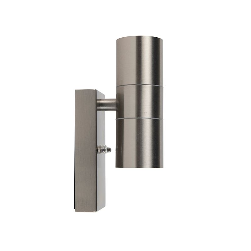 Buiten wandlamp staal 2-lichts IP44 met schemersensor - Duo