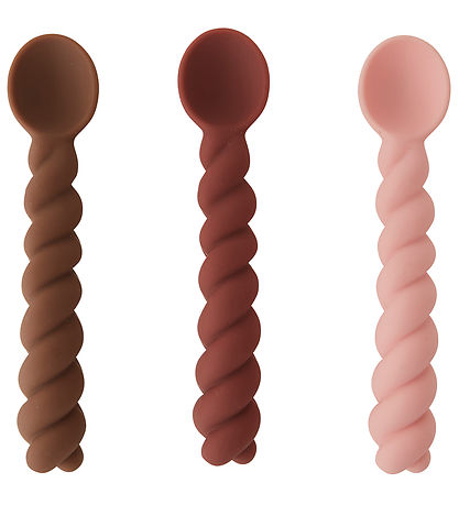 OYOY Löffel - 3er-Pack - gedreht - Muskatnuss/Rose/Schokolade