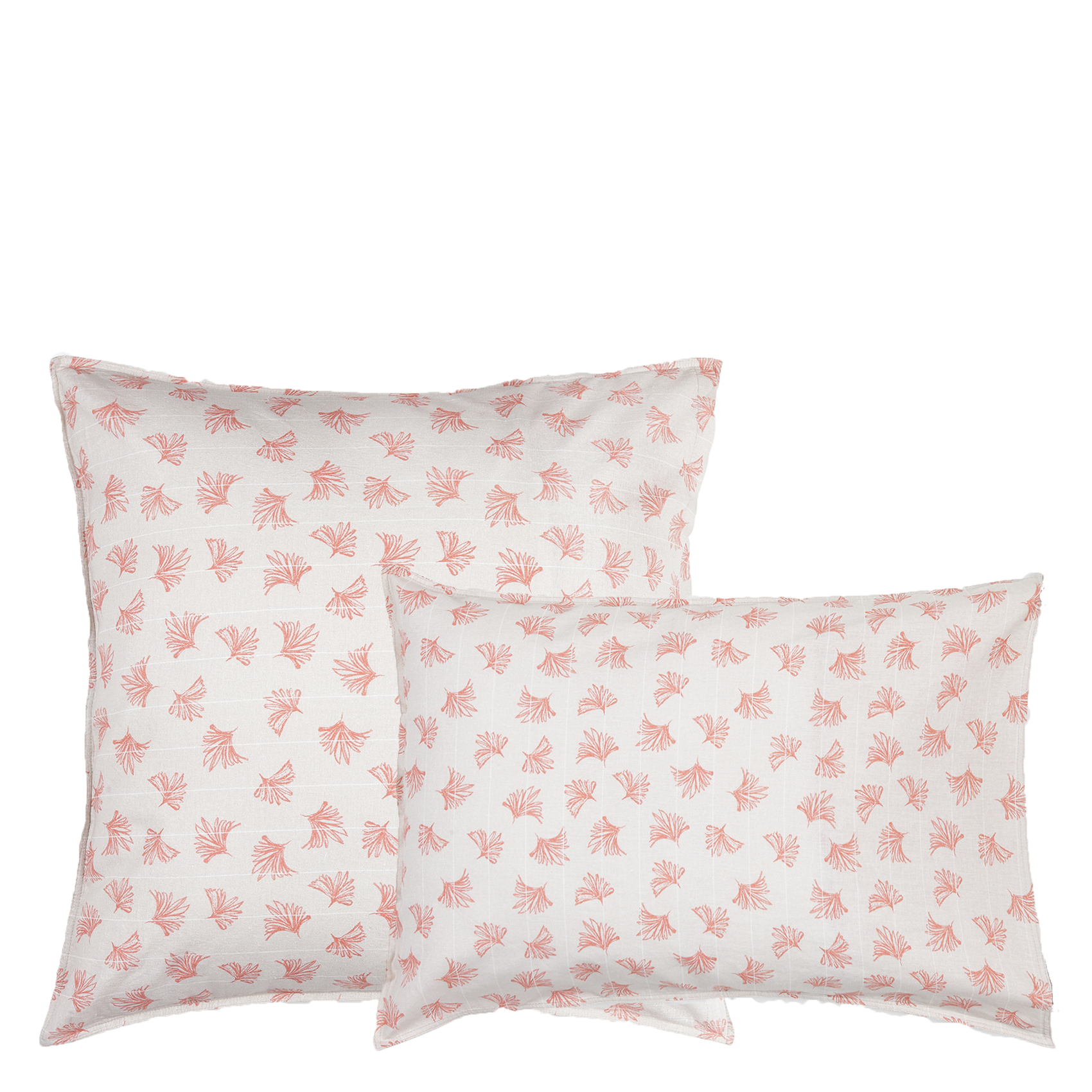 Taie d'oreiller imprimé fleuri en lin et coton biologique | Orange