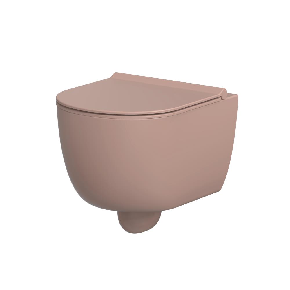 Xenz Gio randloos toilet 52cm met vortexspoeling en zitting roze mat