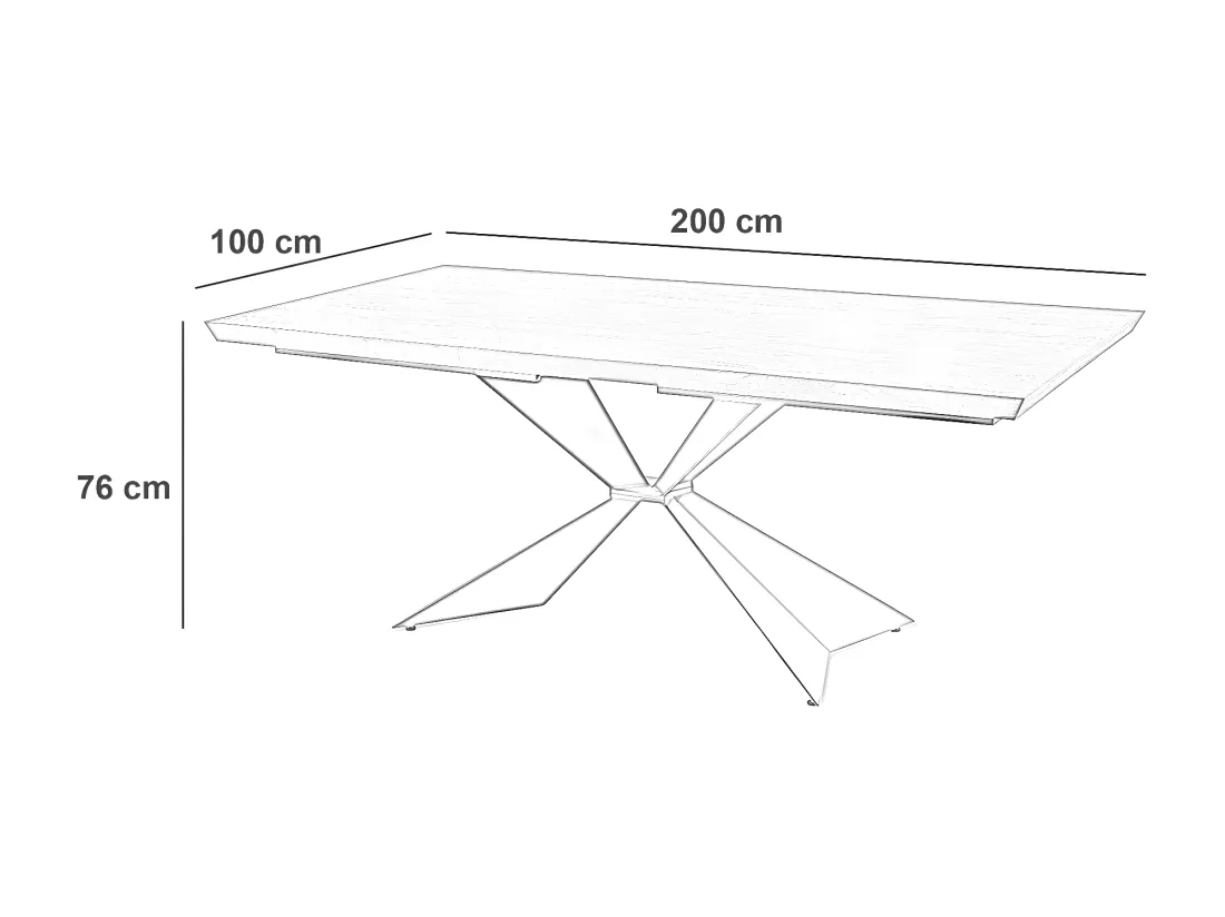 Stark Table fixe (200 x 100 cm) en placage noir