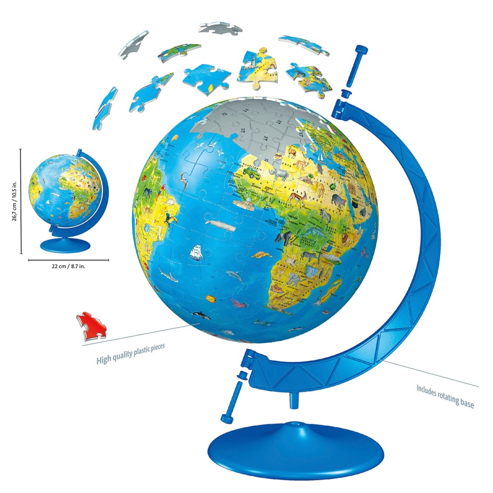 Ravensburger Kinderweltglobus, 180-teiliges 3D-Puzzle