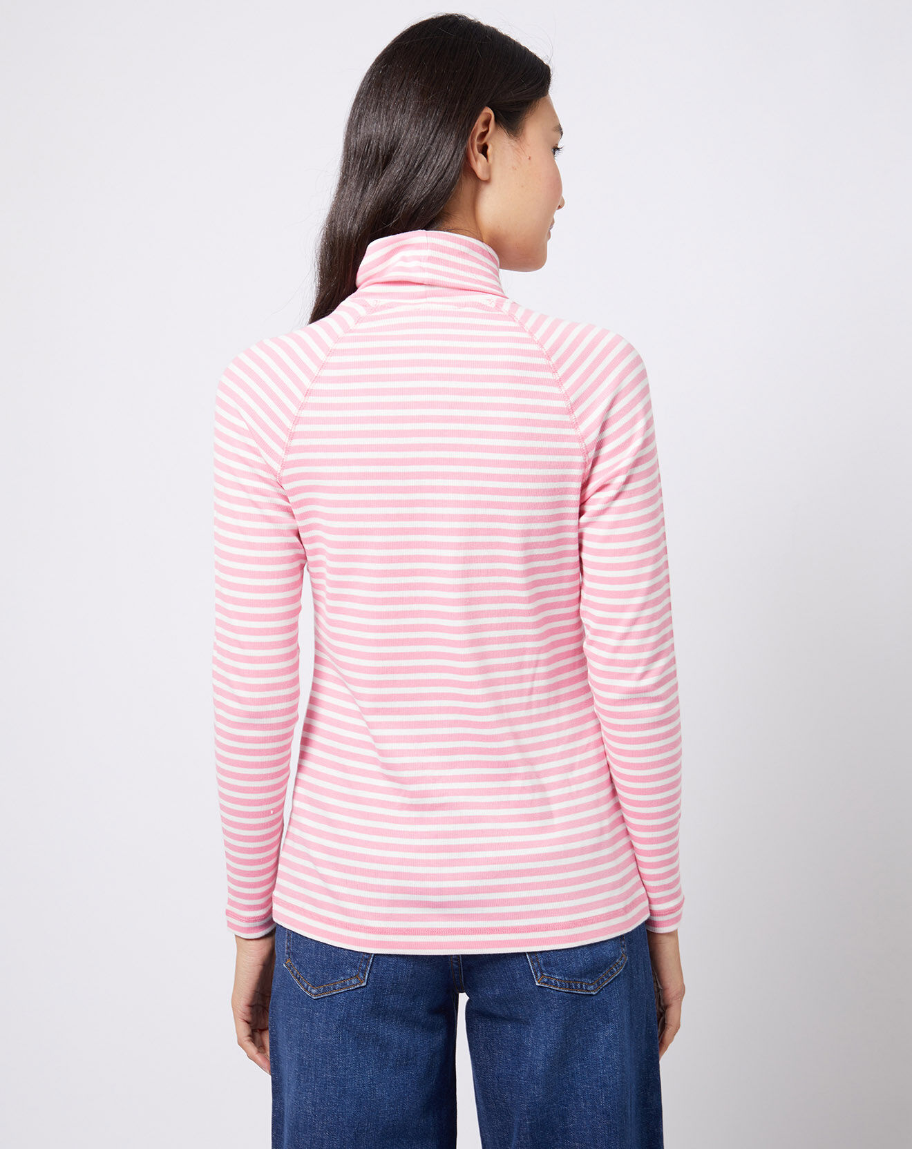 Esprit Sous-pull en Coton col roulé à rayures rose/blanc