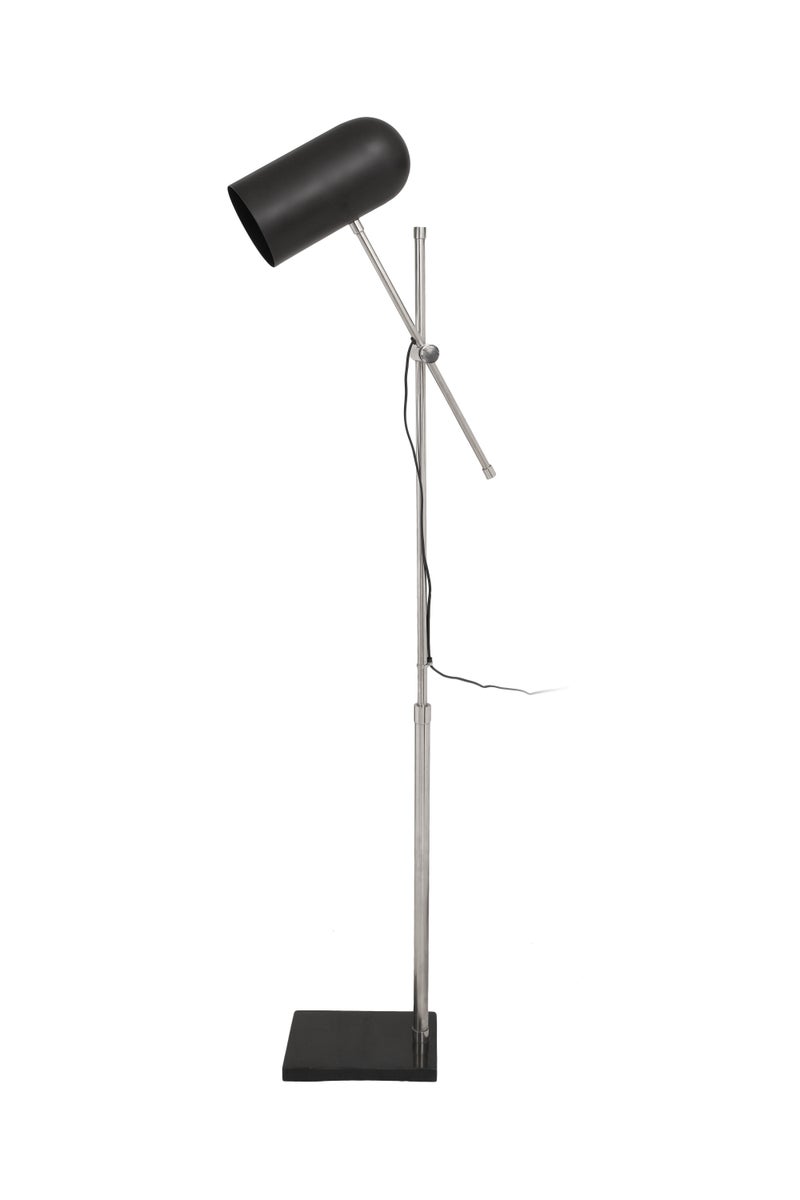Minimalistische staande lamp in zwart en zilver, Scandinavisch design, modern, 160 cm | Woonkamer/eetkamerlamp