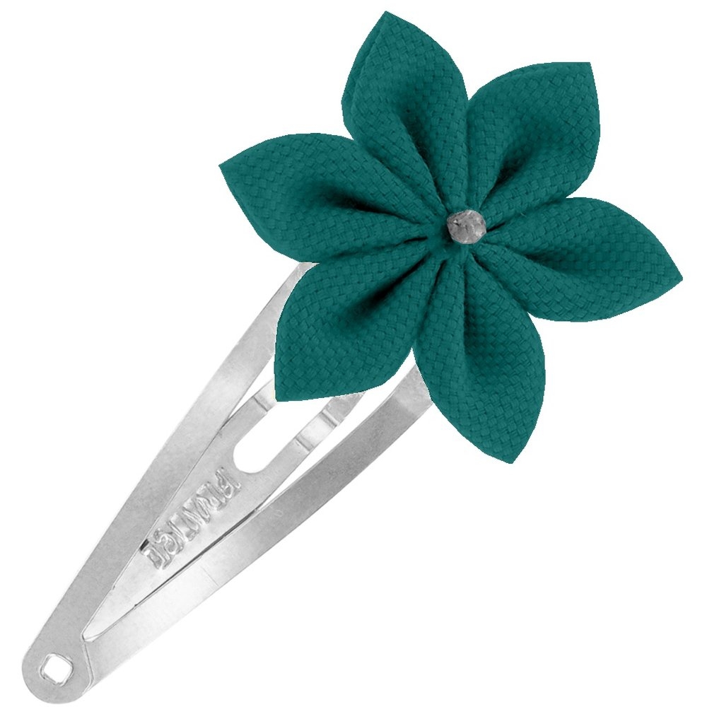 Barrette Clic-Clac Fleur Étoile Vert Émeraude