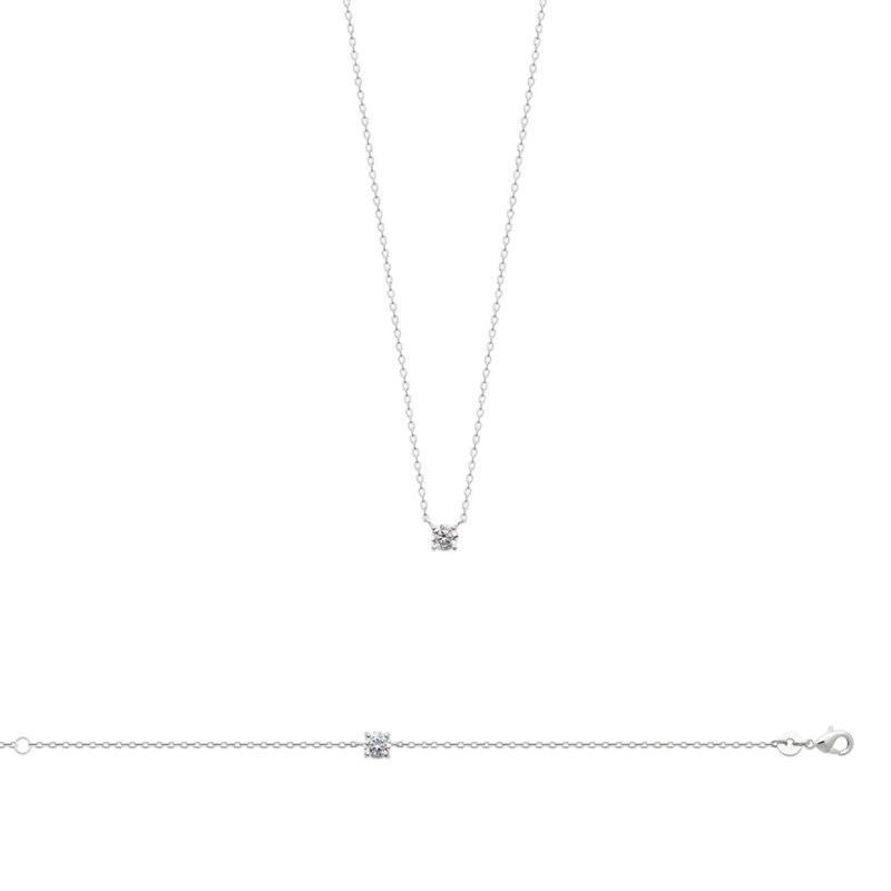 Collier Femme - Argent 925 - Oxyde de zirconium - Longueur : 45 cm