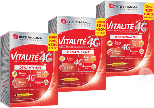 Forté Pharma Énergie Vitalité 4G Dynamisant 30 Ampoules Promo 2+1 Gratuit