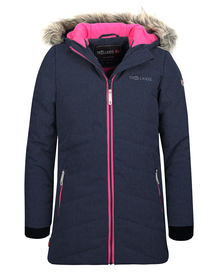 WinterjaKids LIFJELL mit Kunstfellbesatz in navy melange/magenta