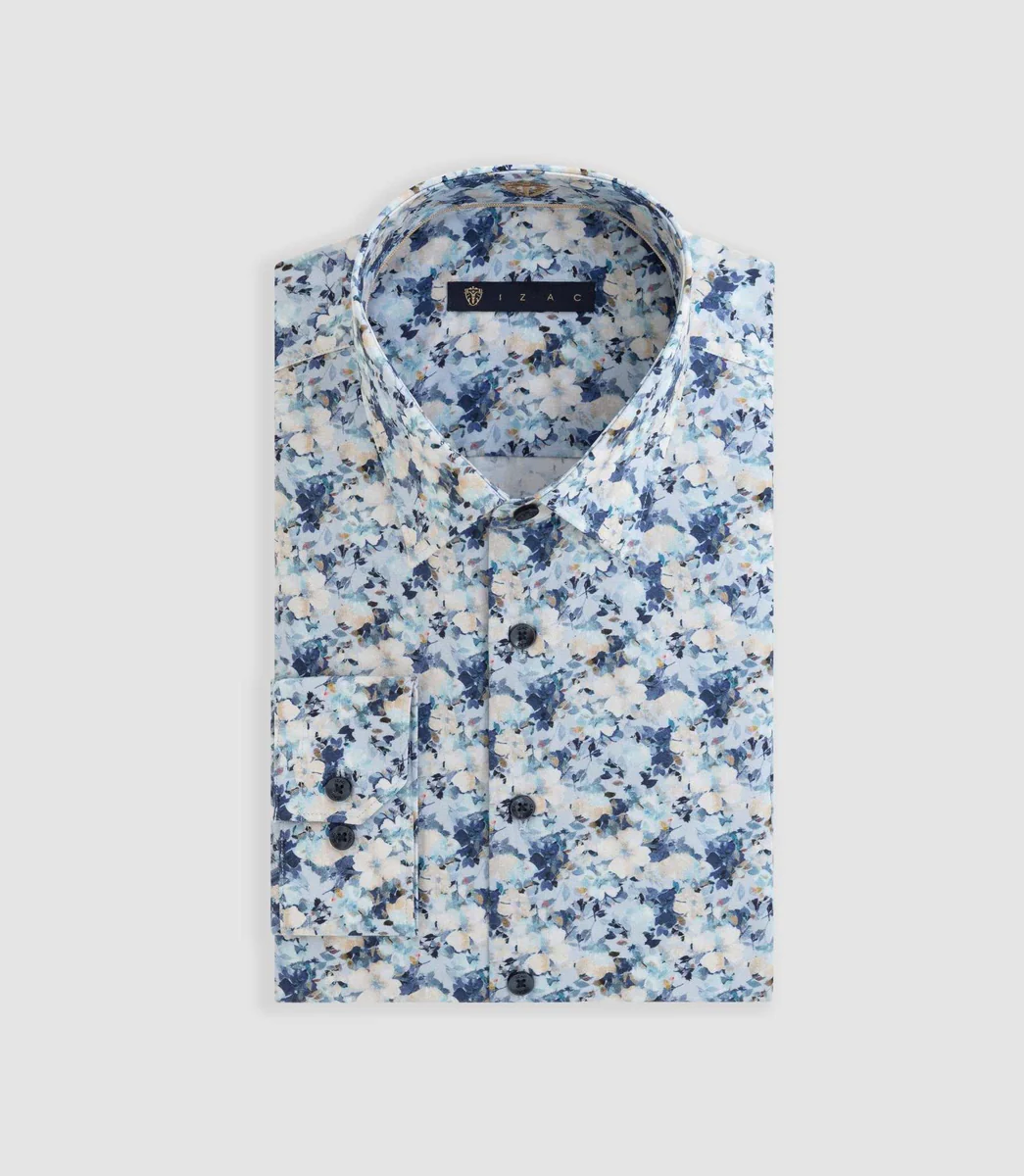 Chemise à imprimé floral bleu 