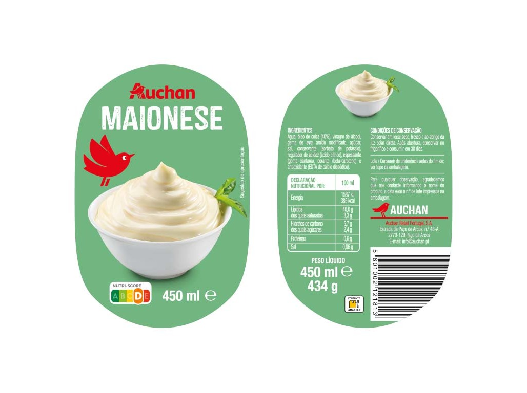 MAIONESE AUCHAN TOP DOWN 450ML