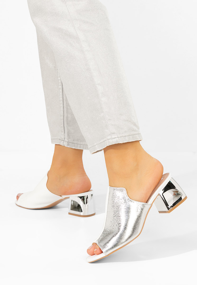 Mules à talon épais blancs Floriana V2