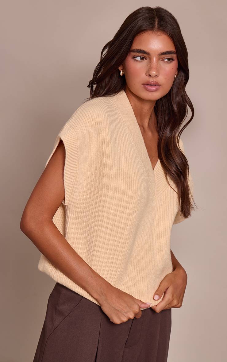 Pale Yellow Synthétiquell Sans Manches En Maille
