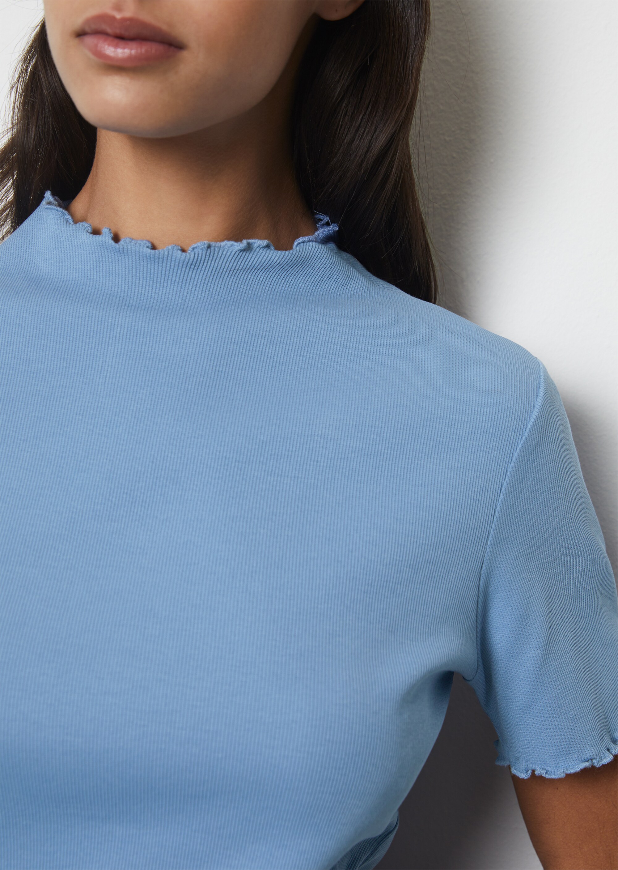 Ripp-T-Shirt slim aus Organic-Cotton-Stretch