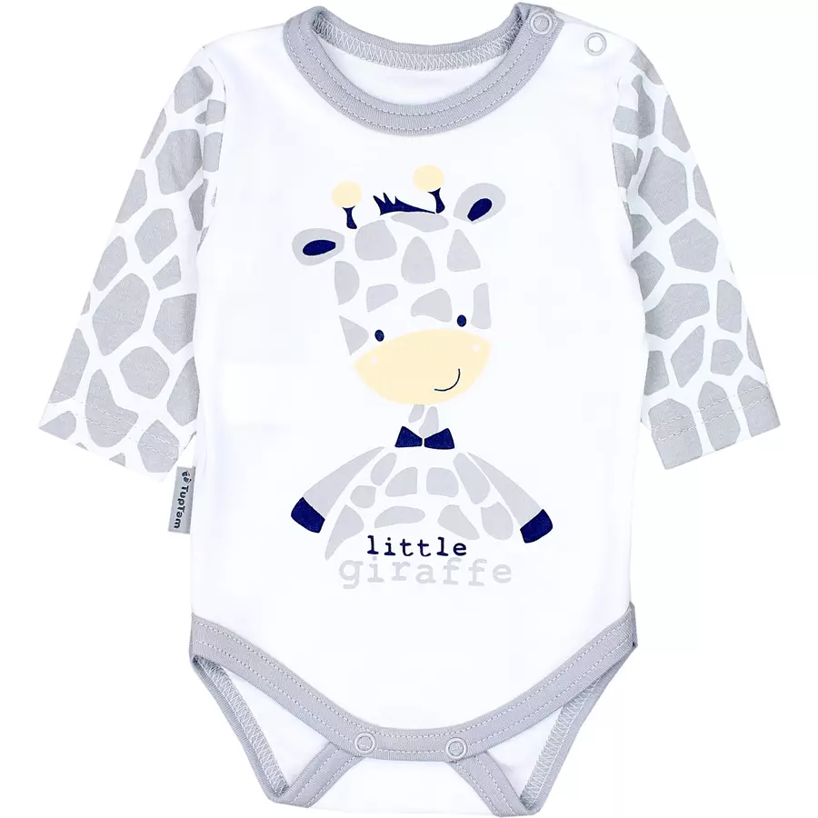 TupTam Baby Bekleidungsset Langarmbody Hose Mütze3 teilig grauweiß
