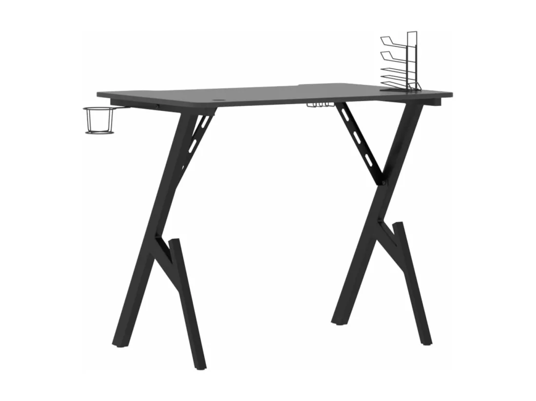 Bureau de jeu avec pieds en forme de Y Noir 90x60x75 cm