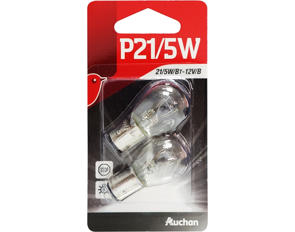LÂMPADA AUTO AUCHAN P21/5W 12V PACK 2 UNIDADES