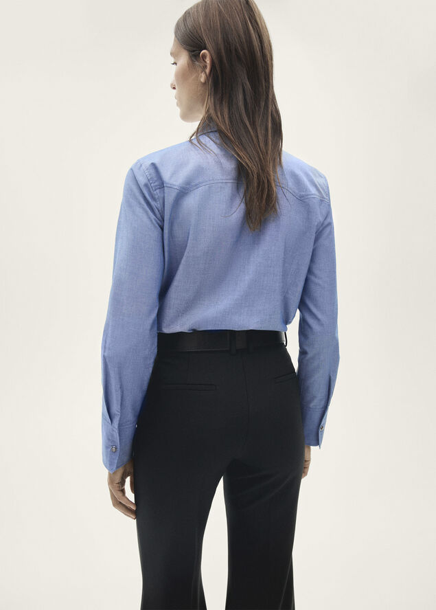 MANGO Cotton shirt with stud detail Medium blue