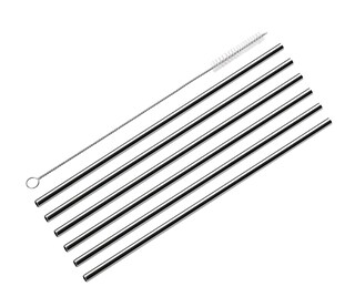 cilio Trinkhalme STEEL 7-teiliges Set silberfarbig