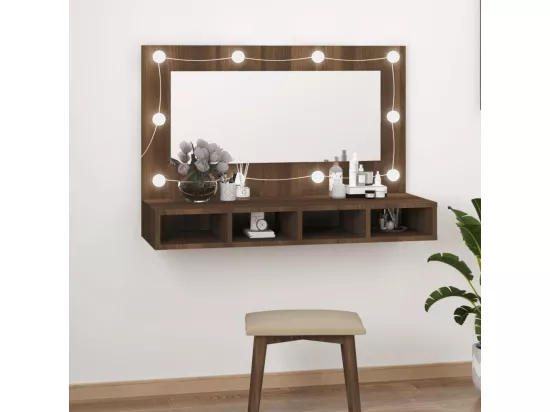 Armoire à miroir avec LED Chêne marron 90x31,5x62 cm