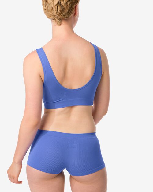 boxer femme sans couture côtelé bleu cobalt