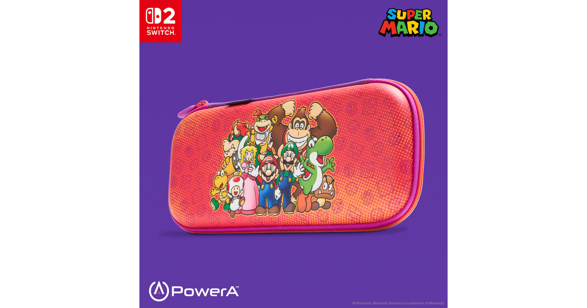PowerADunne beschermhoes voor Nintendo Switch 2 - Mario en vrienden tas  (Zwart/geel)