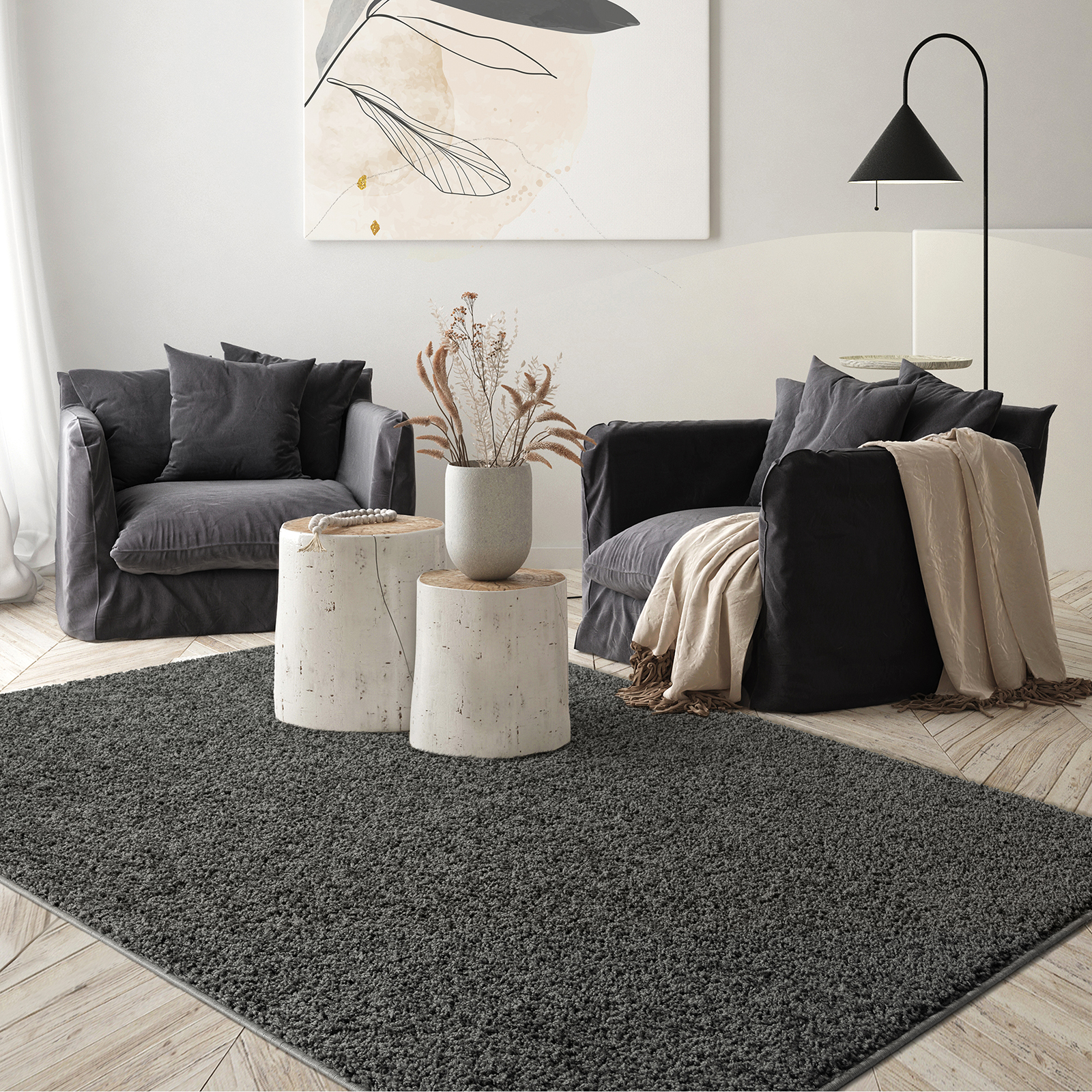 Teppich - anthrazit - gewebt - 80x150 cm
