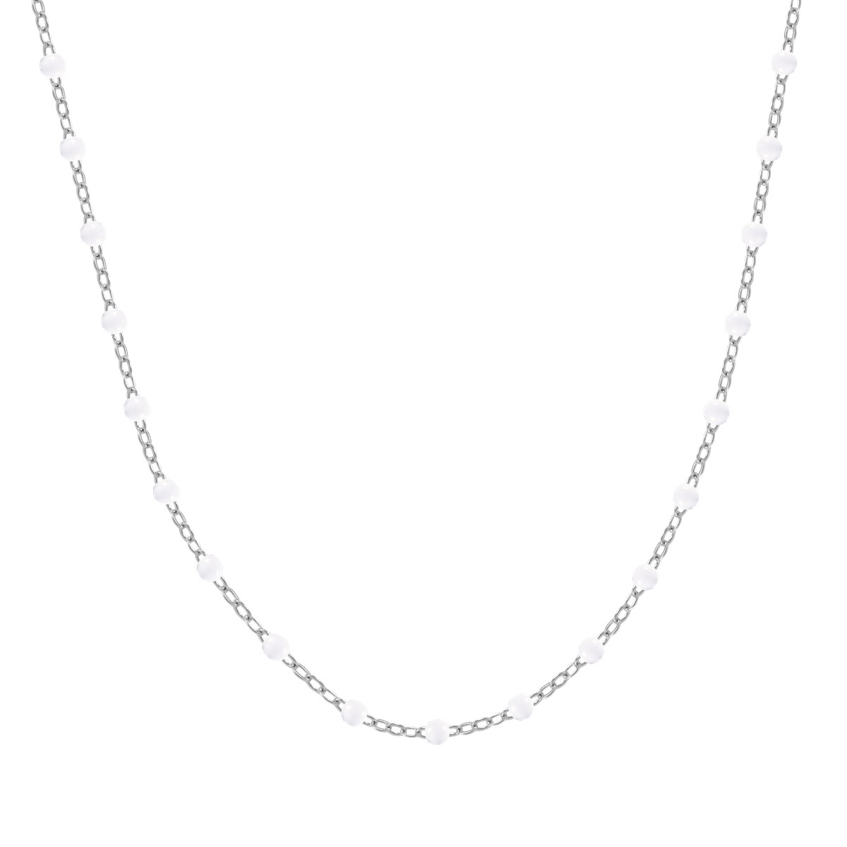 Collier à pierres blanches en acier argenté