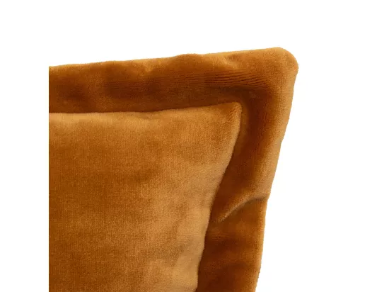 Coussin décoratif flanelle Jaune cumin effet fourrure 38 x 58 cm
