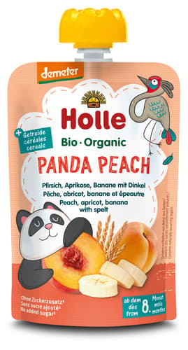 Holle BIO Panda Peach - Pouchy Pfirsich, Aprikose & Banane mit Dinkel