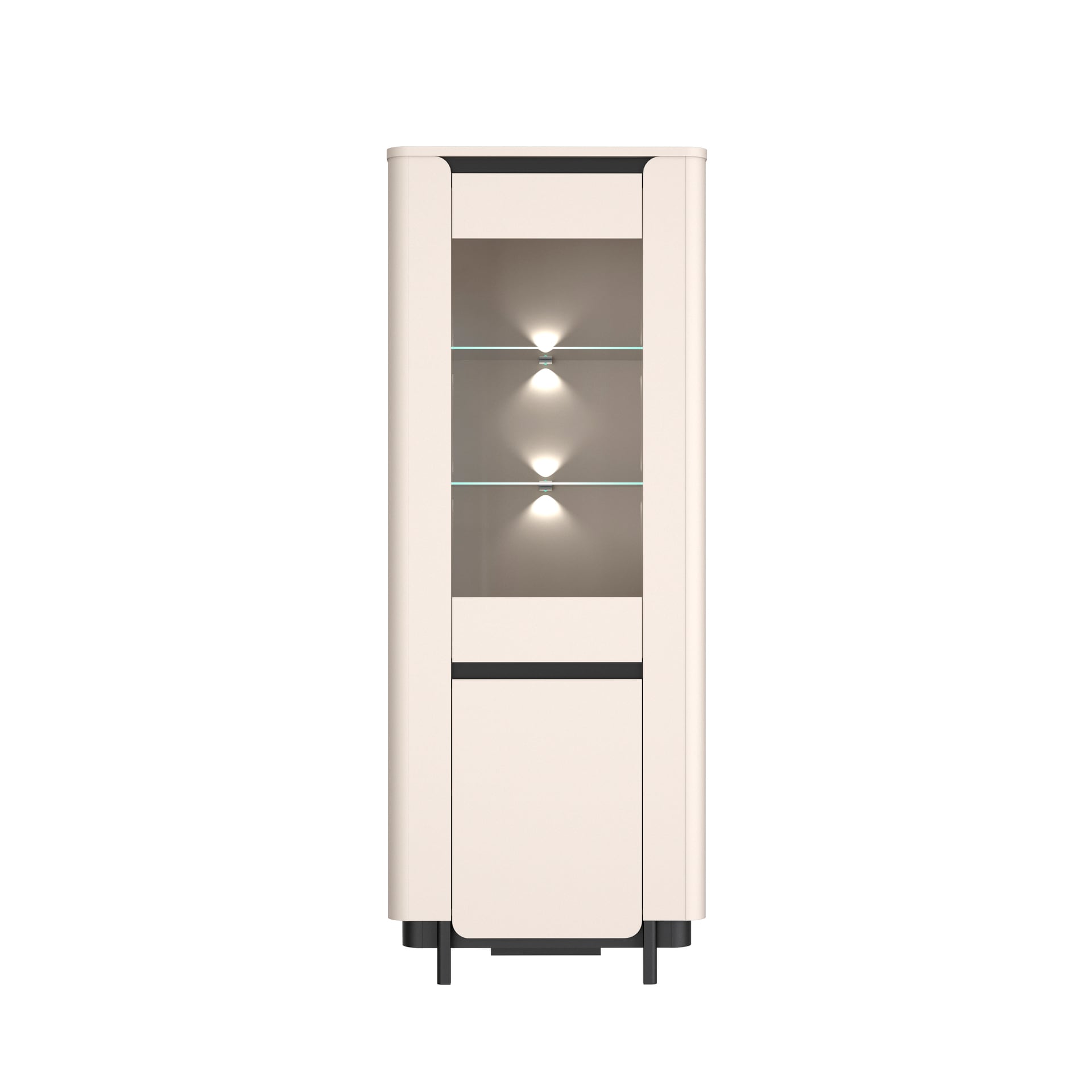 Vitrine VODOL 75,6x196,3Sand/Schwarz