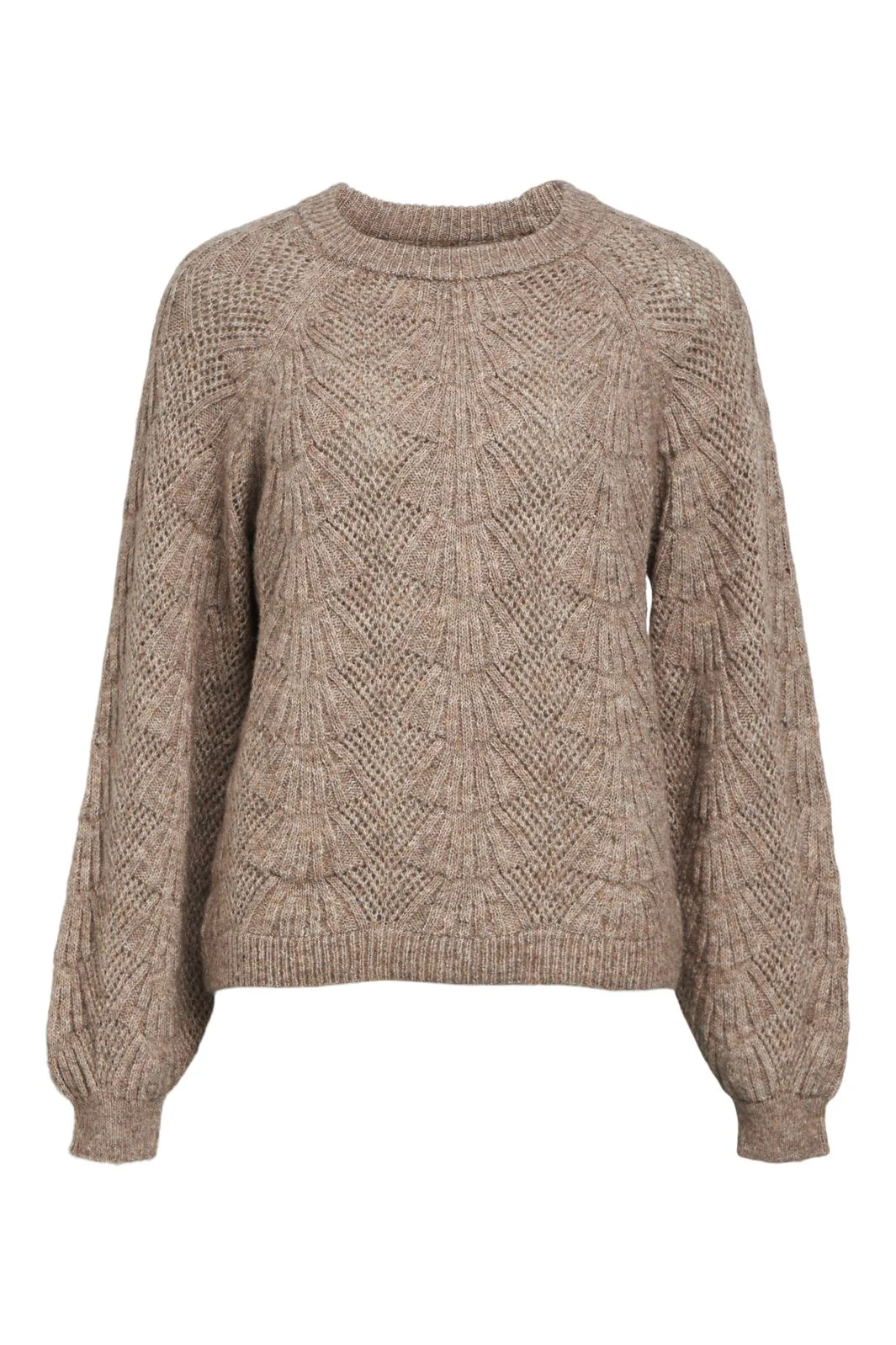 Object Objflora Re L/S Knit Pullover 4541420 desert taupe melange