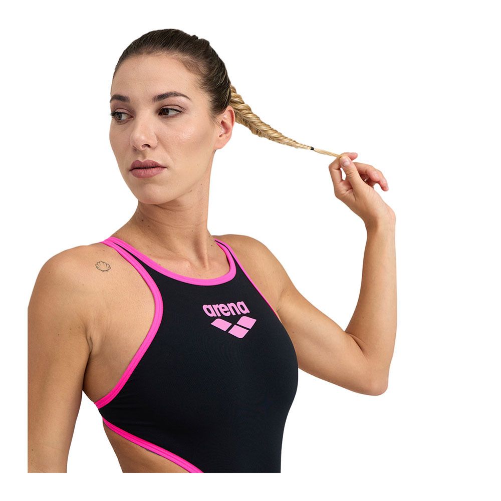 Arena ONE BIGLOGO - Maillot de bain 1 pièce Femme black/fluo pink