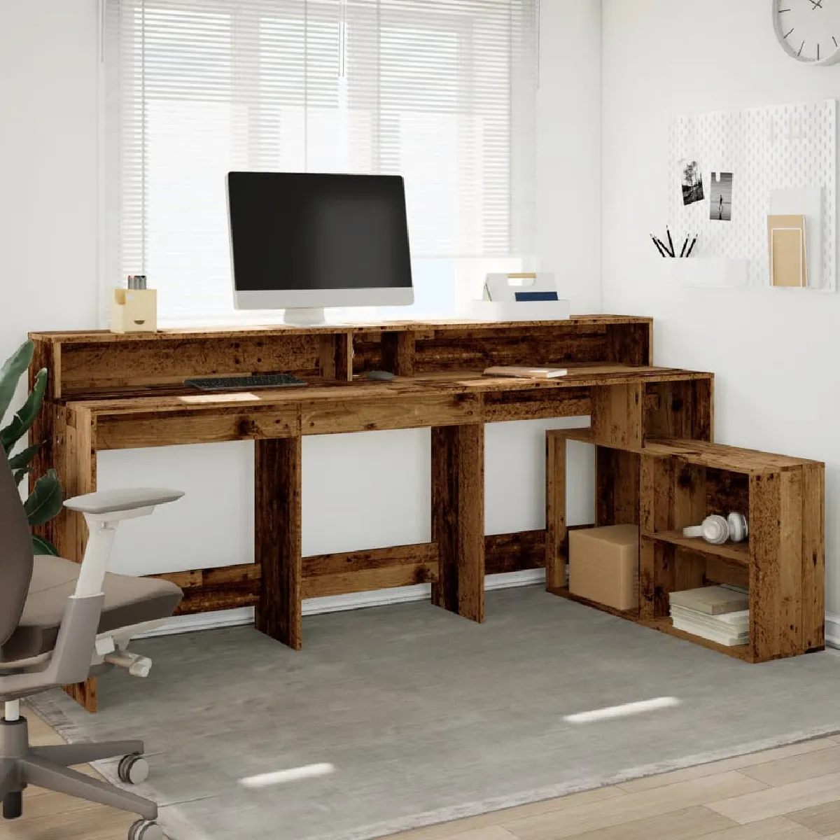 vidaXL Bureau LED - Bois ingénierie