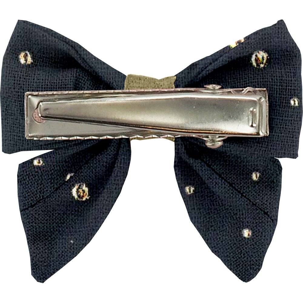 Barrette Mini Noeud Papillon Gaze Pois Or Marine