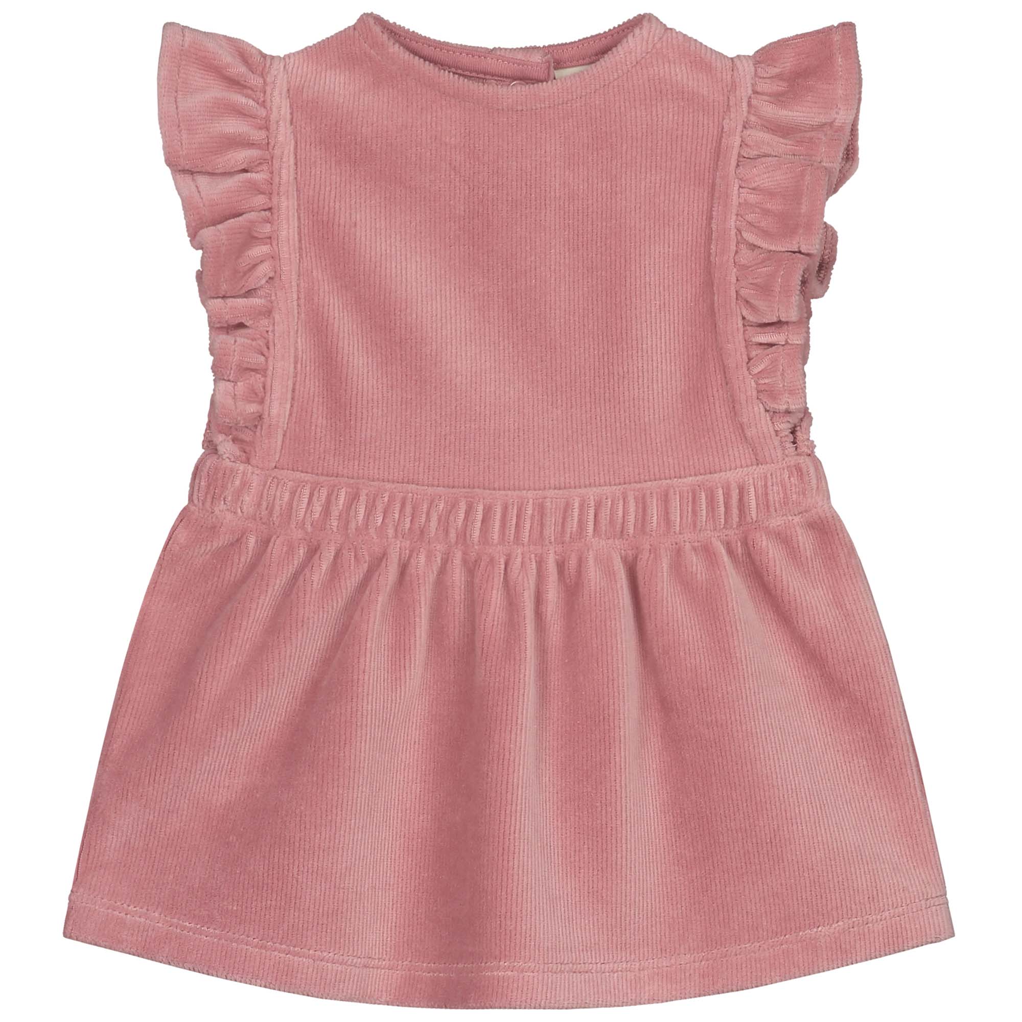 Prénatal newborn jurk rib velours mouwloos effen roze