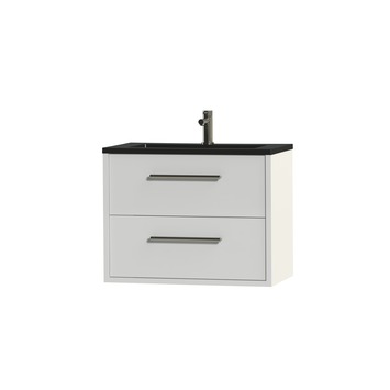 Tiger Boston badkamermeubel 80 cm hoogglans wit met greep rvs en wastafel zwart